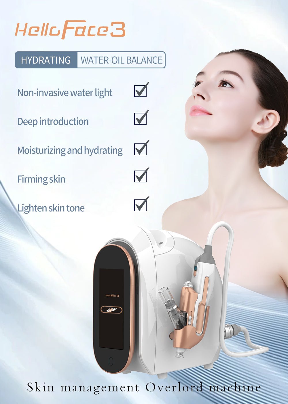 Hello Face3 High Pressure Non-invasive Water Light Instrument Spray Replenishment Introduction Machine - CSTrueBeauty