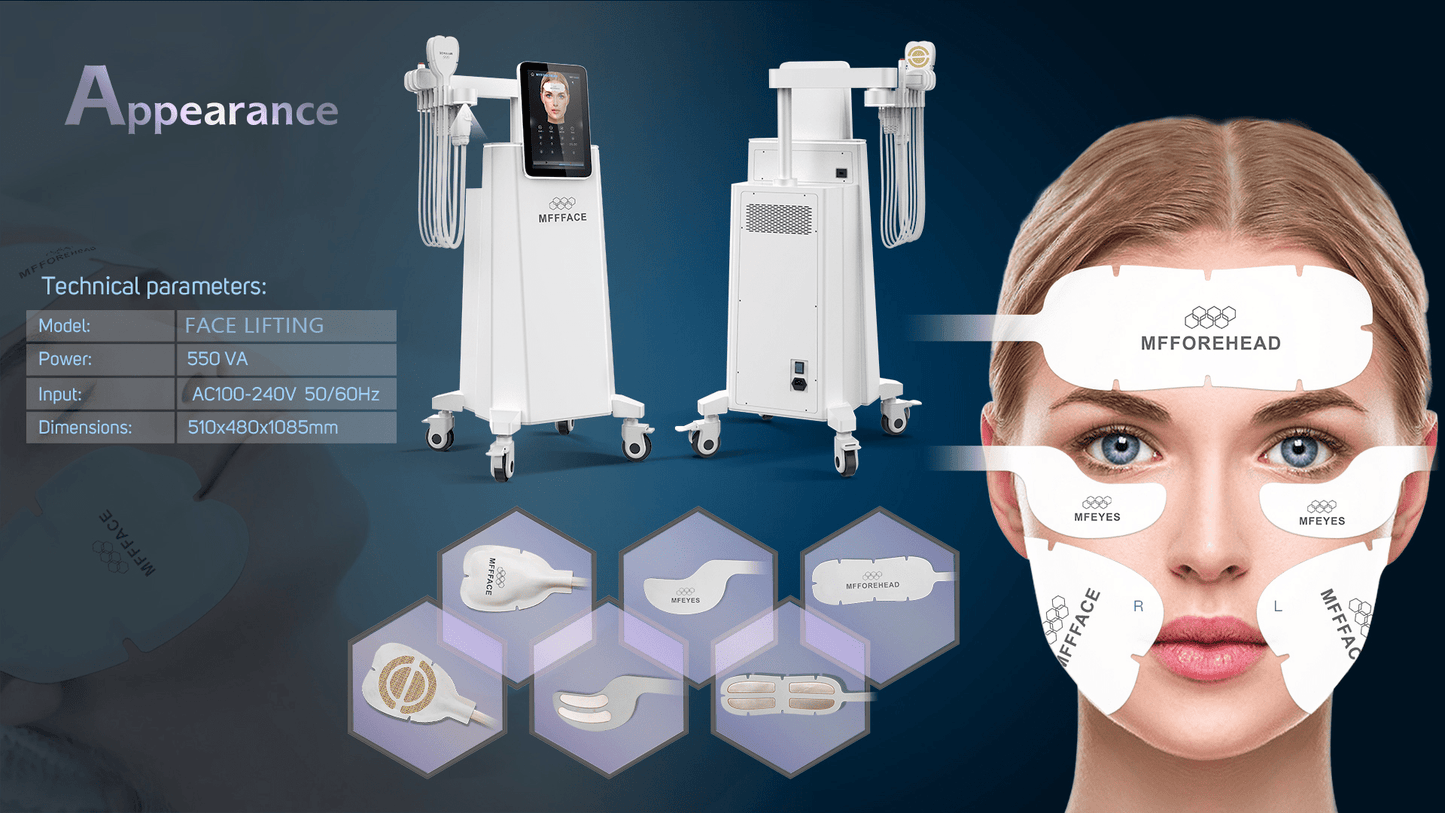 Non-Invasive Pe Face Lifting System MFFACE Magnetic Peface 5 Pads Wrinkle Removal Facial Firming Cheeks Tightening Machine - CSTrueBeauty