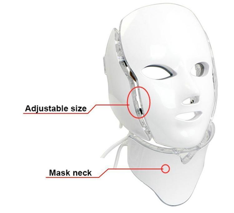 PTD Photon LED Face and Neck Mask 7 Color LED Treatment Skin Whitening Firming Facial Beauty Mask Electric Anti Aging Mask - CSTrueBeauty