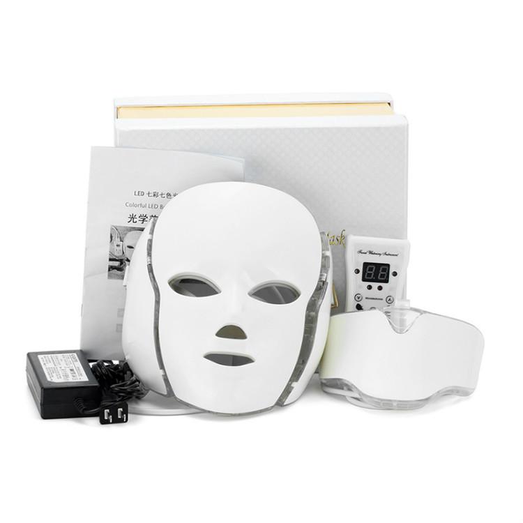 PTD Photon LED Face and Neck Mask 7 Color LED Treatment Skin Whitening Firming Facial Beauty Mask Electric Anti Aging Mask - CSTrueBeauty