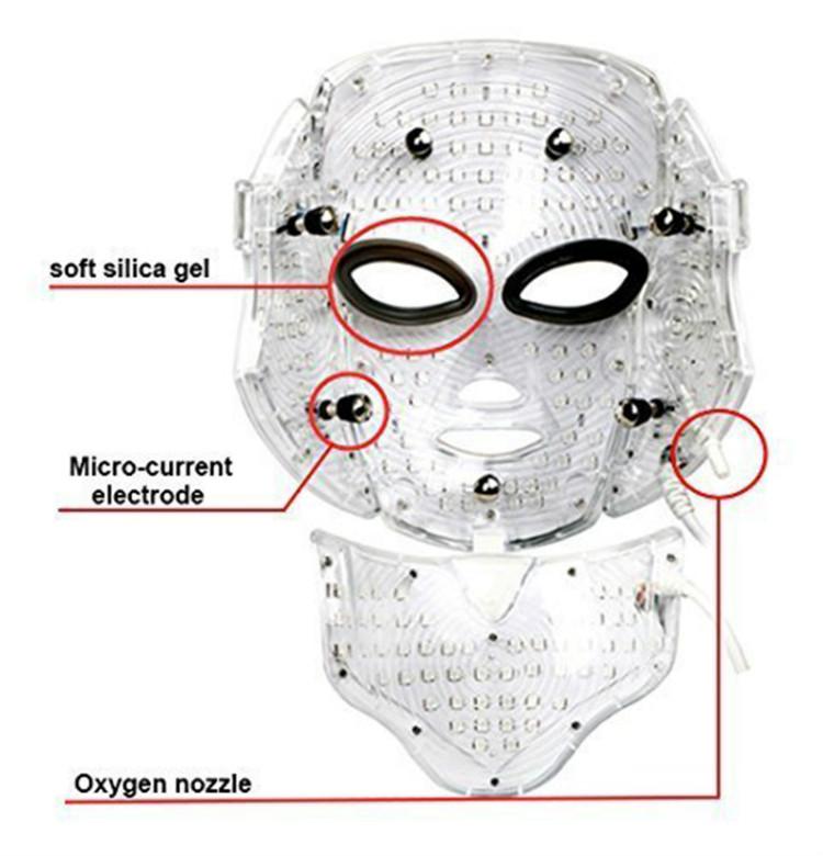 PTD Photon LED Face and Neck Mask 7 Color LED Treatment Skin Whitening Firming Facial Beauty Mask Electric Anti Aging Mask - CSTrueBeauty