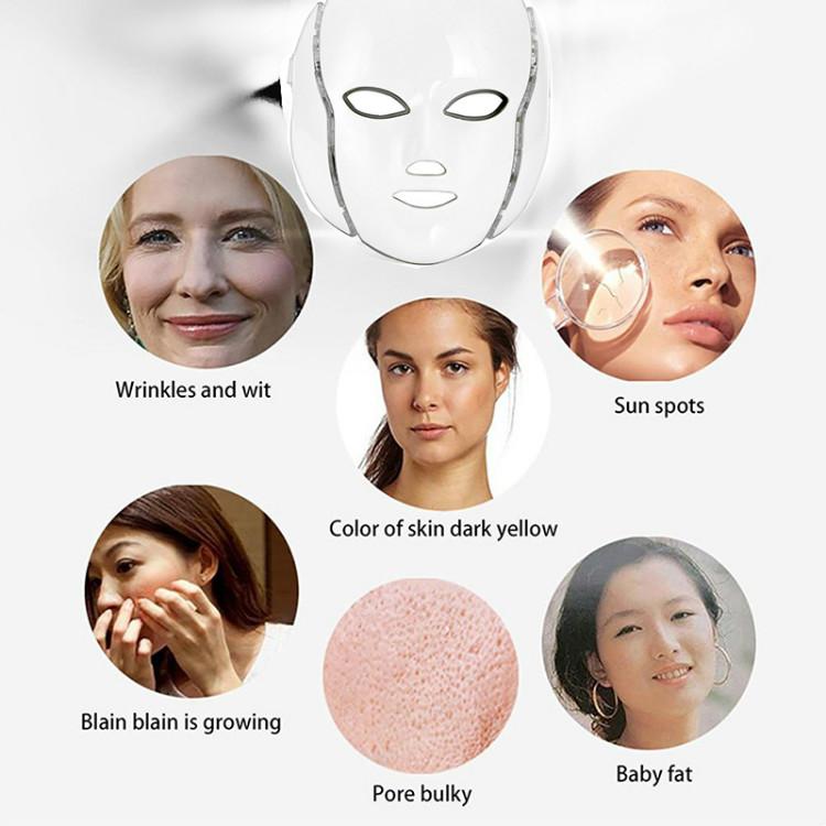 PTD Photon LED Face and Neck Mask 7 Color LED Treatment Skin Whitening Firming Facial Beauty Mask Electric Anti Aging Mask - CSTrueBeauty
