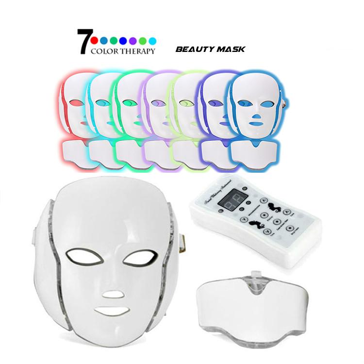PTD Photon LED Face and Neck Mask 7 Color LED Treatment Skin Whitening Firming Facial Beauty Mask Electric Anti Aging Mask - CSTrueBeauty