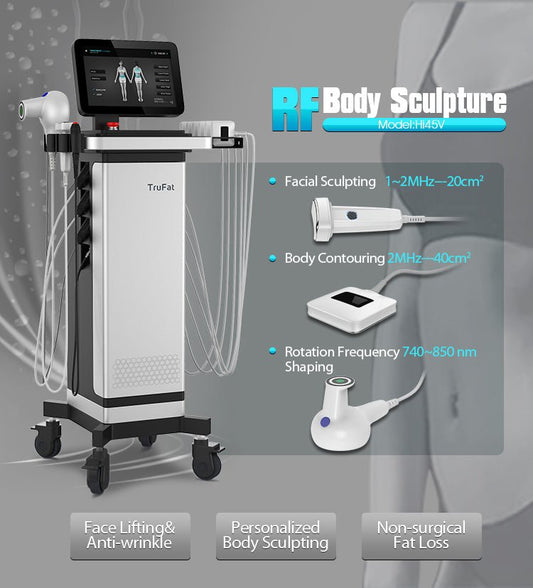 Vertical Radio Frequency Trusculpt RF 2Mhz Heat Fat Dissolving Lose Weight Trufat Body Shaping Machine with 6 Fat Loss Pads - CSTrueBeauty