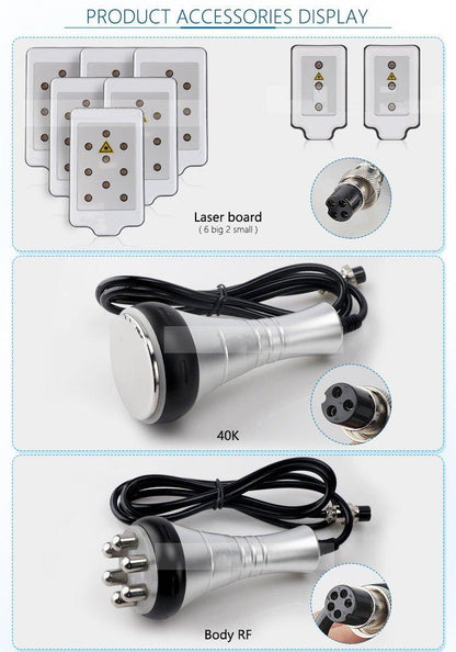 6in1 Cavitation Ultrasonic RF Beauty Cellulite Removal Fat Reduction Lipo Laser Slim Machine - CSTrueBeauty