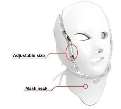 PTD Photon LED Face and Neck Mask 7 Color LED Treatment Skin Whitening Firming Facial Beauty Mask Electric Anti Aging Mask - CSTrueBeauty