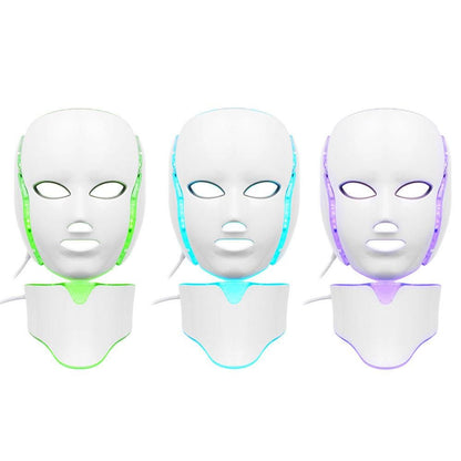 PTD Photon LED Face and Neck Mask 7 Color LED Treatment Skin Whitening Firming Facial Beauty Mask Electric Anti Aging Mask - CSTrueBeauty